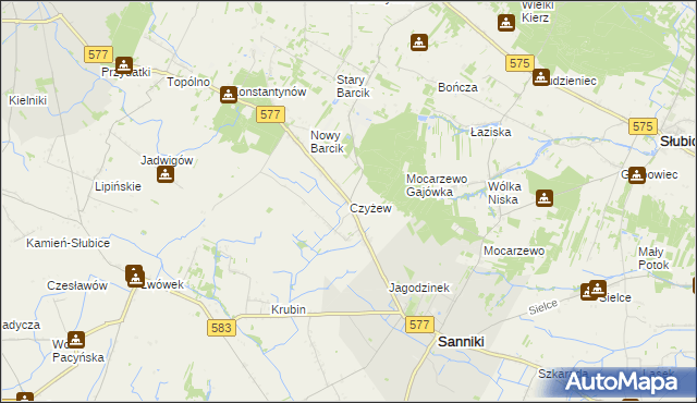 mapa Czyżew gmina Sanniki, Czyżew gmina Sanniki na mapie Targeo