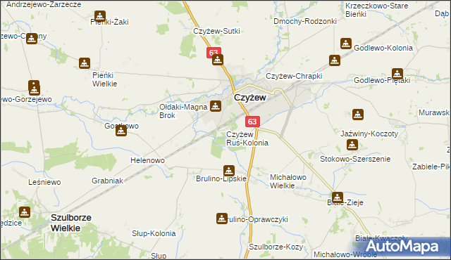 mapa Czyżew Ruś-Kolonia, Czyżew Ruś-Kolonia na mapie Targeo