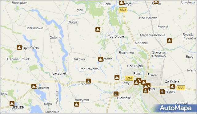 mapa Czyżewo gmina Rypin, Czyżewo gmina Rypin na mapie Targeo