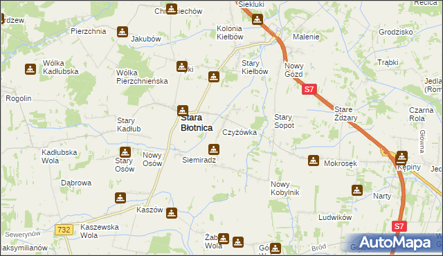 mapa Czyżówka gmina Stara Błotnica, Czyżówka gmina Stara Błotnica na mapie Targeo