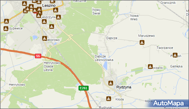 mapa Dąbcze Leśniczówka, Dąbcze Leśniczówka na mapie Targeo
