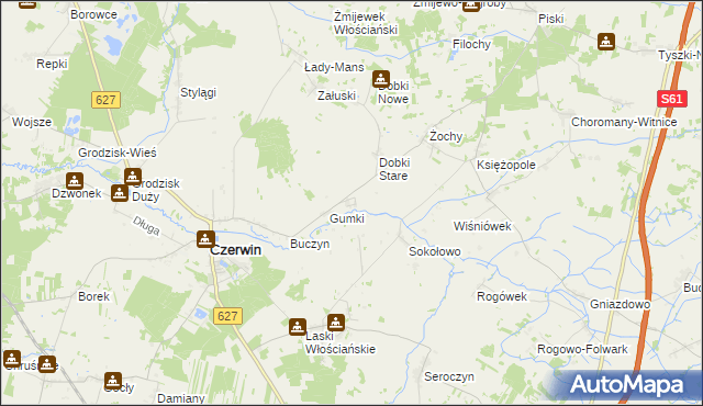 mapa Dąbek gmina Czerwin, Dąbek gmina Czerwin na mapie Targeo