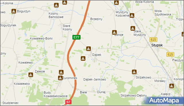 mapa Dąbek gmina Stupsk, Dąbek gmina Stupsk na mapie Targeo