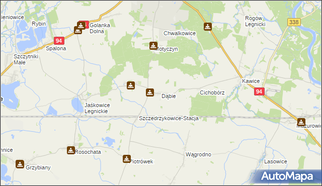 mapa Dąbie gmina Prochowice, Dąbie gmina Prochowice na mapie Targeo