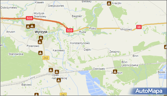 mapa Dąbki gmina Wyrzysk, Dąbki gmina Wyrzysk na mapie Targeo