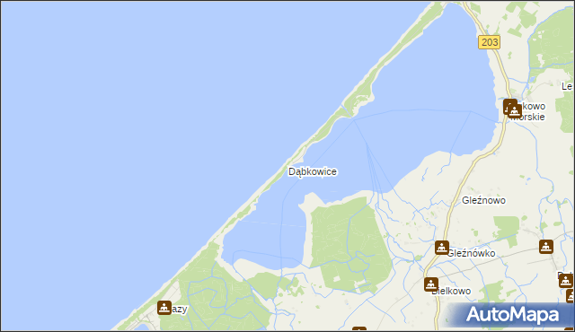 mapa Dąbkowice gmina Darłowo, Dąbkowice gmina Darłowo na mapie Targeo