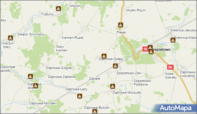 mapa Dąbrowa-Dołęgi, Dąbrowa-Dołęgi na mapie Targeo