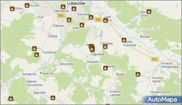 mapa Dąbrowa gmina Lubaczów, Dąbrowa gmina Lubaczów na mapie Targeo