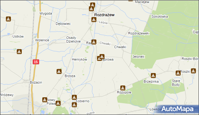 mapa Dąbrowa gmina Rozdrażew, Dąbrowa gmina Rozdrażew na mapie Targeo