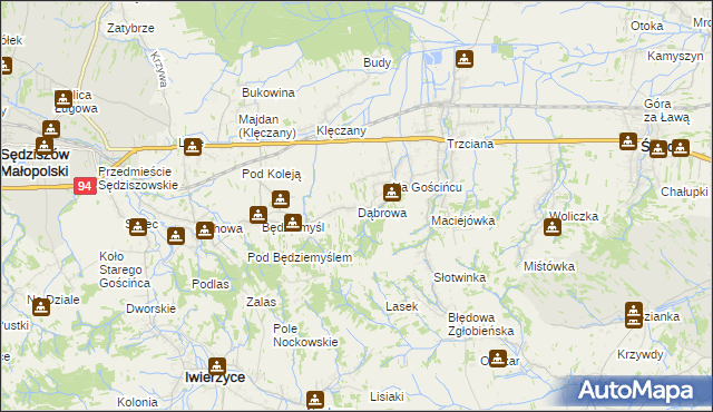 mapa Dąbrowa gmina Świlcza, Dąbrowa gmina Świlcza na mapie Targeo