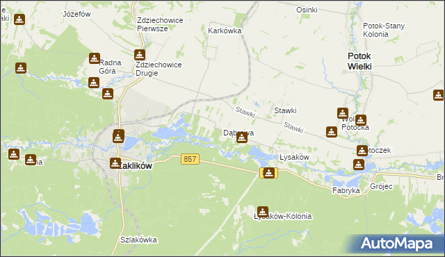 mapa Dąbrowa gmina Zaklików, Dąbrowa gmina Zaklików na mapie Targeo