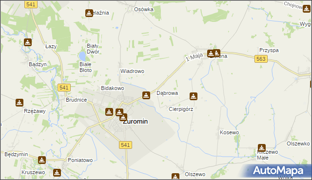 mapa Dąbrowa gmina Żuromin, Dąbrowa gmina Żuromin na mapie Targeo