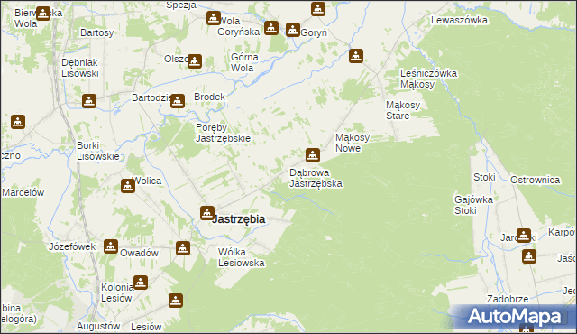 mapa Dąbrowa Jastrzębska, Dąbrowa Jastrzębska na mapie Targeo