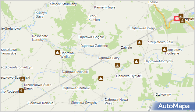 mapa Dąbrowa-Łazy gmina Szepietowo, Dąbrowa-Łazy gmina Szepietowo na mapie Targeo