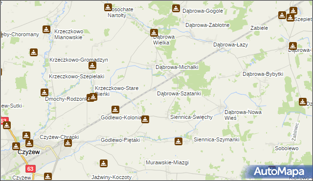 mapa Dąbrowa-Szatanki, Dąbrowa-Szatanki na mapie Targeo