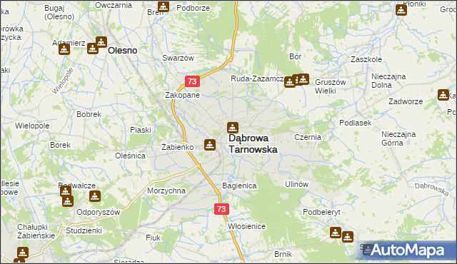 mapa Dąbrowa Tarnowska, Dąbrowa Tarnowska na mapie Targeo