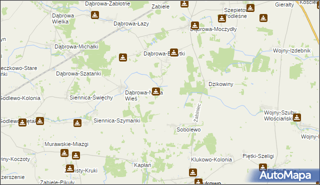 mapa Dąbrowa-Tworki, Dąbrowa-Tworki na mapie Targeo