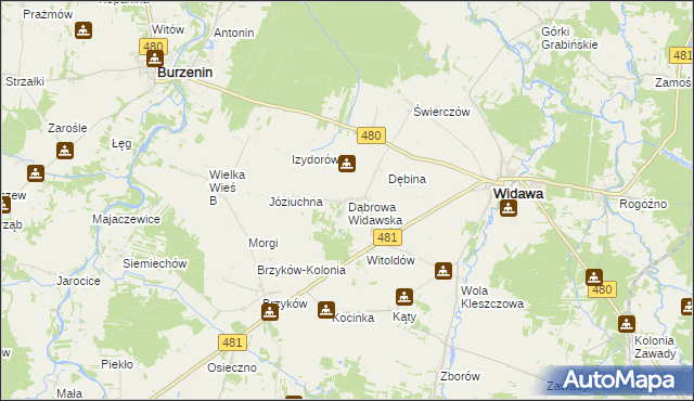 mapa Dąbrowa Widawska, Dąbrowa Widawska na mapie Targeo