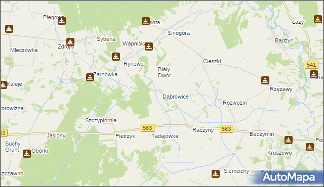 mapa Dąbrowice gmina Żuromin, Dąbrowice gmina Żuromin na mapie Targeo