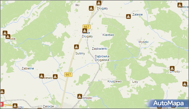 mapa Dąbrówka Drygalska, Dąbrówka Drygalska na mapie Targeo