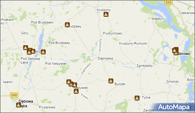 mapa Dąbrówka gmina Bobrowo, Dąbrówka gmina Bobrowo na mapie Targeo