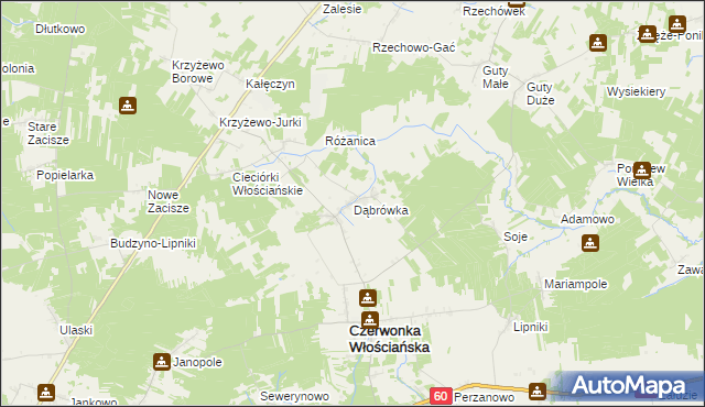 mapa Dąbrówka gmina Czerwonka, Dąbrówka gmina Czerwonka na mapie Targeo