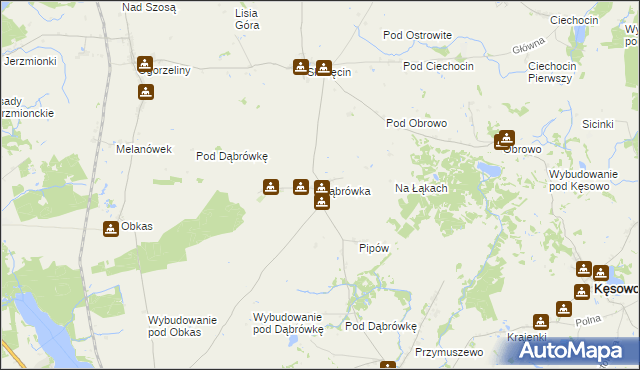 mapa Dąbrówka gmina Kamień Krajeński, Dąbrówka gmina Kamień Krajeński na mapie Targeo