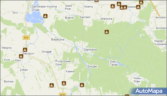 mapa Dąbrówka gmina Kamionka, Dąbrówka gmina Kamionka na mapie Targeo