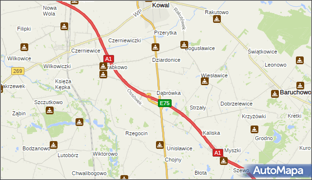 mapa Dąbrówka gmina Kowal, Dąbrówka gmina Kowal na mapie Targeo