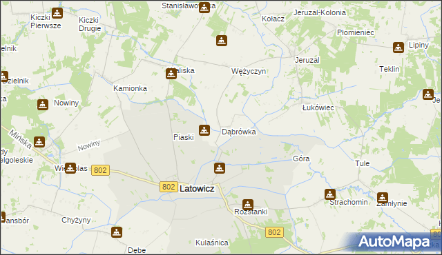 mapa Dąbrówka gmina Latowicz, Dąbrówka gmina Latowicz na mapie Targeo