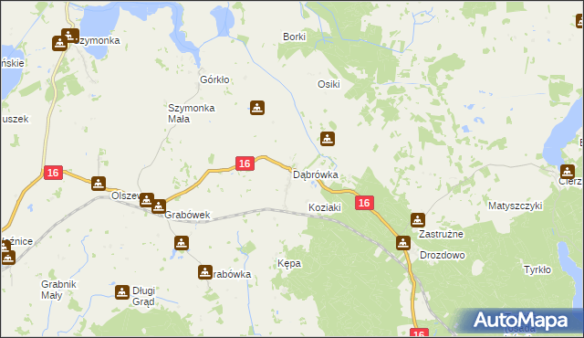 mapa Dąbrówka gmina Orzysz, Dąbrówka gmina Orzysz na mapie Targeo