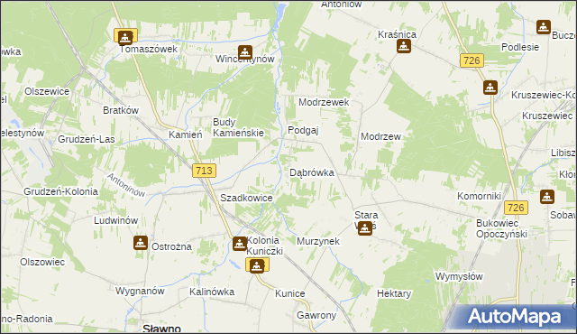 mapa Dąbrówka gmina Sławno, Dąbrówka gmina Sławno na mapie Targeo