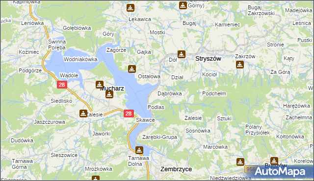 mapa Dąbrówka gmina Stryszów, Dąbrówka gmina Stryszów na mapie Targeo