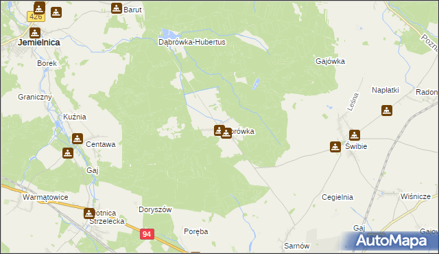 mapa Dąbrówka gmina Wielowieś, Dąbrówka gmina Wielowieś na mapie Targeo