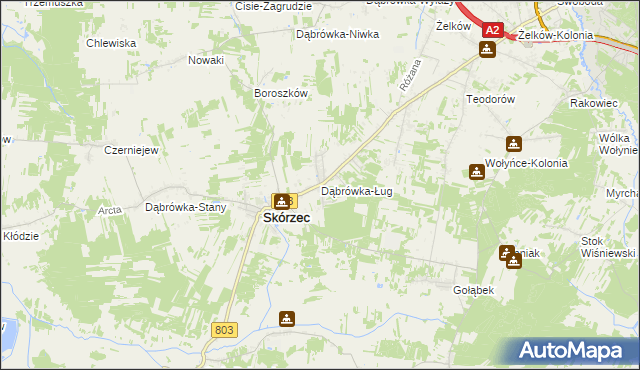 mapa Dąbrówka-Ług, Dąbrówka-Ług na mapie Targeo