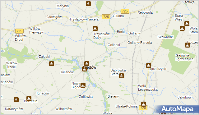 mapa Dąbrówka Nowa gmina Błędów, Dąbrówka Nowa gmina Błędów na mapie Targeo