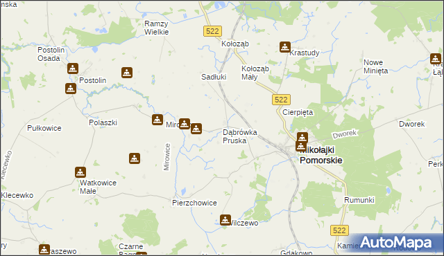 mapa Dąbrówka Pruska, Dąbrówka Pruska na mapie Targeo