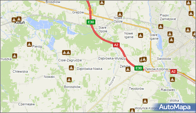 mapa Dąbrówka-Wyłazy, Dąbrówka-Wyłazy na mapie Targeo
