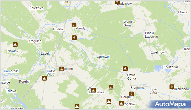 mapa Dąbrówki gmina Krasocin, Dąbrówki gmina Krasocin na mapie Targeo