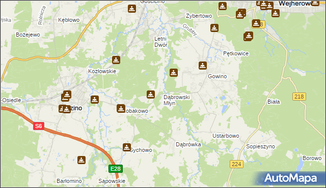 mapa Dąbrowski Młyn, Dąbrowski Młyn na mapie Targeo