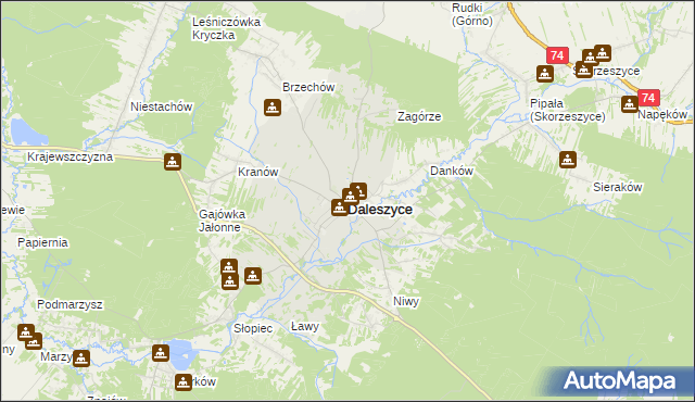 mapa Daleszyce, Daleszyce na mapie Targeo