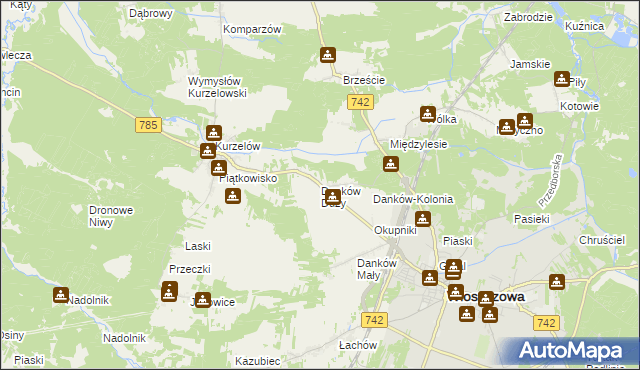 mapa Danków Duży, Danków Duży na mapie Targeo