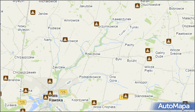 mapa Dańków gmina Biała Rawska, Dańków gmina Biała Rawska na mapie Targeo