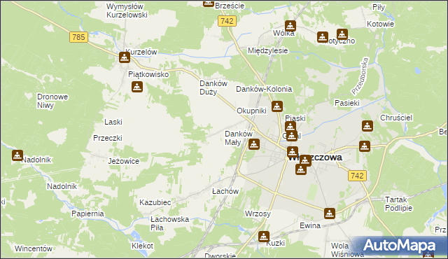 mapa Danków Mały, Danków Mały na mapie Targeo