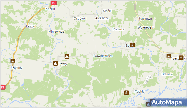 mapa Dawidowicze, Dawidowicze na mapie Targeo