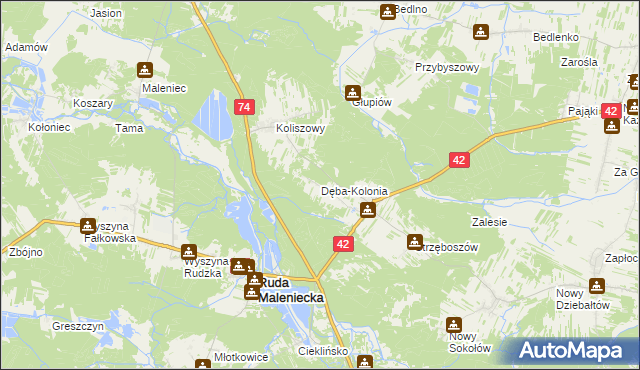 mapa Dęba-Kolonia, Dęba-Kolonia na mapie Targeo