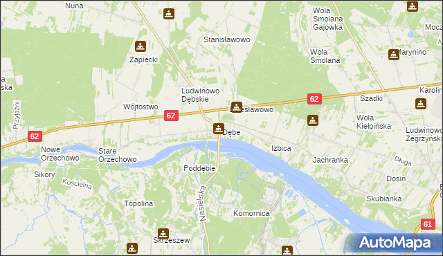 mapa Dębe gmina Serock, Dębe gmina Serock na mapie Targeo