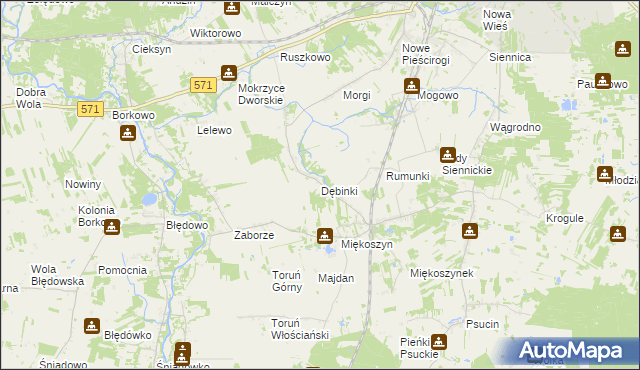 mapa Dębinki gmina Nasielsk, Dębinki gmina Nasielsk na mapie Targeo