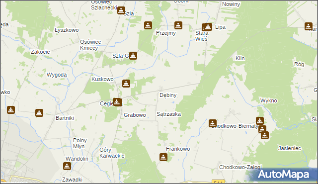 mapa Dębiny gmina Przasnysz, Dębiny gmina Przasnysz na mapie Targeo