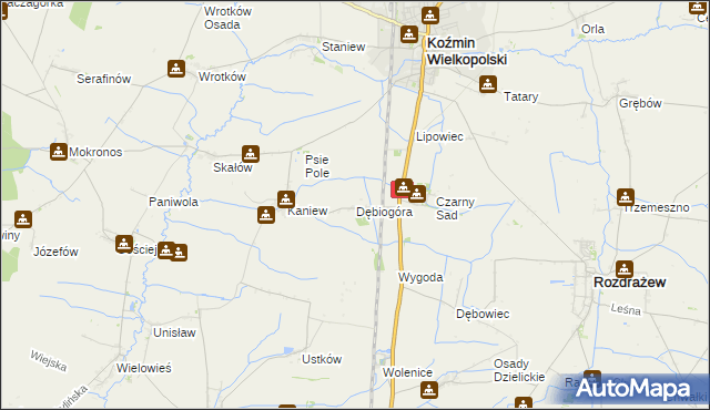 mapa Dębiogóra, Dębiogóra na mapie Targeo